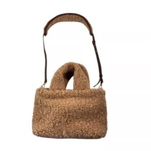 Laundry By Shelli Segal Sherpa Tote/Purse Teddy Bear Beige Remove Strap